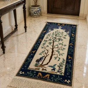 Tree of Life - Blue Tree of Life Tunisian Handmade Wool Carpet